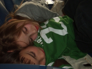 Ayden and Elisha Sleeping on the Plane - Lying together. Precious